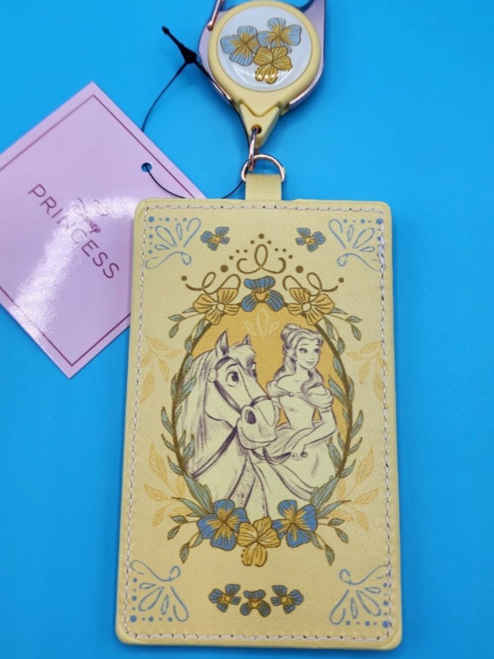Disney Princess Belle with Horse Floral Retractable Lanyard ID Holder NEW